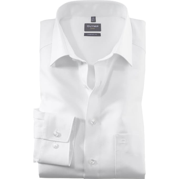 OLYMP Luxor comfort fit overhemd - wit twill - Strijkvrij - Boordmaat: 41