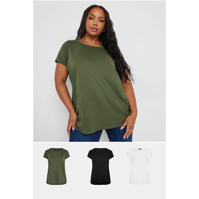 Yours Set Van Drie Paar Tshirts Van Katoenmix In Groen/Zwart/Wit Size 58-60