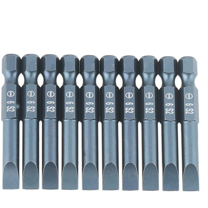 10 stuks 14 inch zeskant schacht 50mm S2 legerstaal sleufschroevendraaier bits set H6.3*50*SL6mm