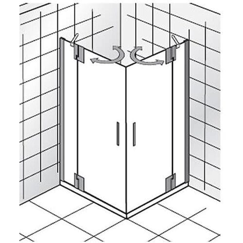 HSK K2P 2 hinged doors on side parts corner entry, 80x90 cm