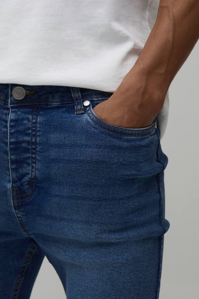 Essential Skinny Stretch Fit Denim Shorts | Mid Blue | Size 54