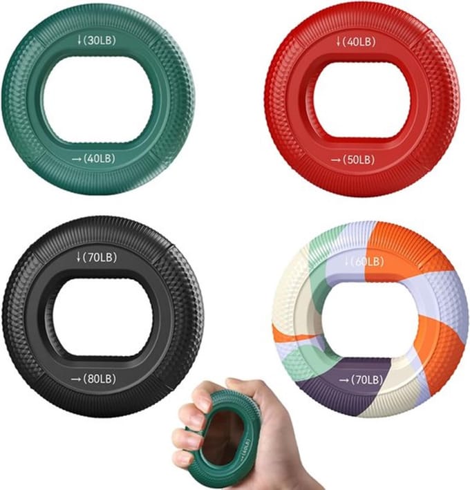 3 Stuks Siliconen Handgriptrainer voor Krachtopbouw, Onderarmtraining en Vingerflexibiliteit