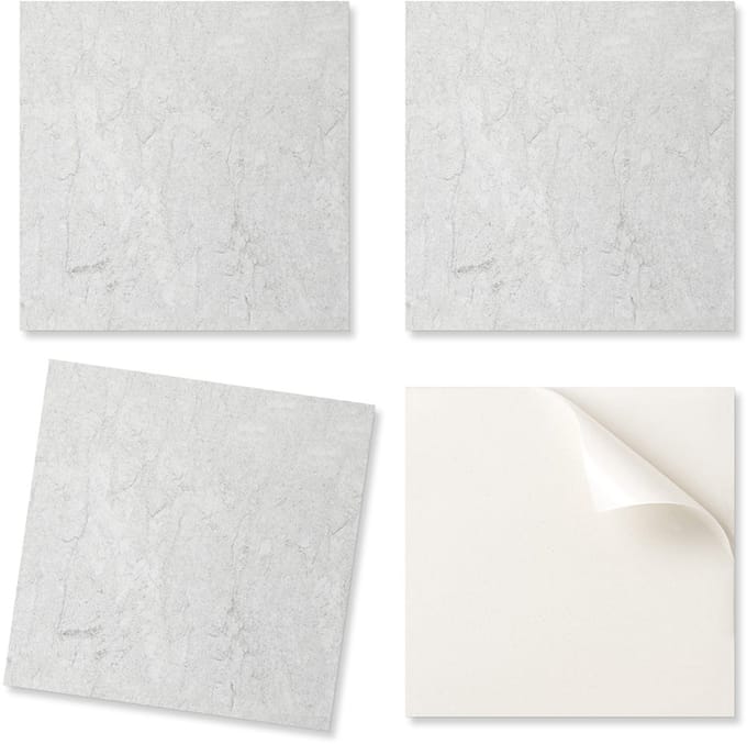 Vinyl wandtegels met print voor de eetkamer, natuursteenstructuur, 9x30x30 cm