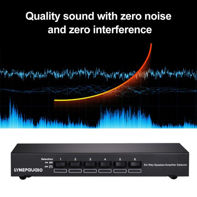 LINEPAUDIO Professionele 6-paars enkele bron luidsprekerselector bidirectionele verbinding stereo zwart