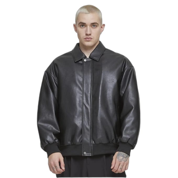 Urban Classics - Synthetic Leather Blouson Jacket - M - Zwart