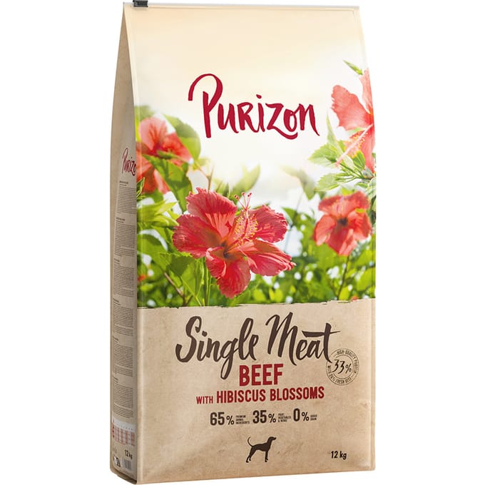 12kg Purizon rundvlees met hibiscus droogvoer voor honden