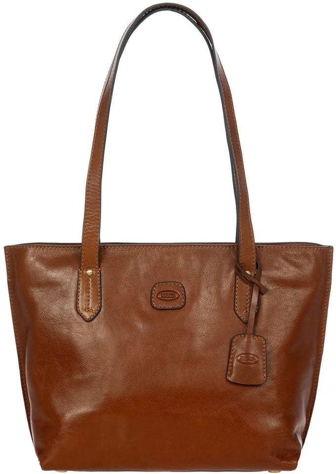 BRIC'S Leren Schoudertas Shopper Volterra Shopping Tobacco Bruine