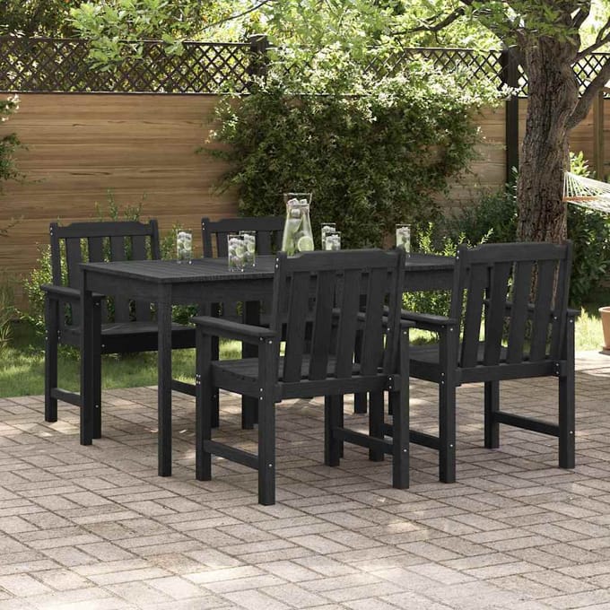 vidaXL Tuinstoel 4 pcs Zwart 65.5 x 59 x 88 cm Polyetheen