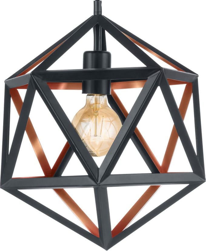 EGLO Embleton 1 - Hanglamp - E27 - Ø 30,5 cm - Zwart/Koper