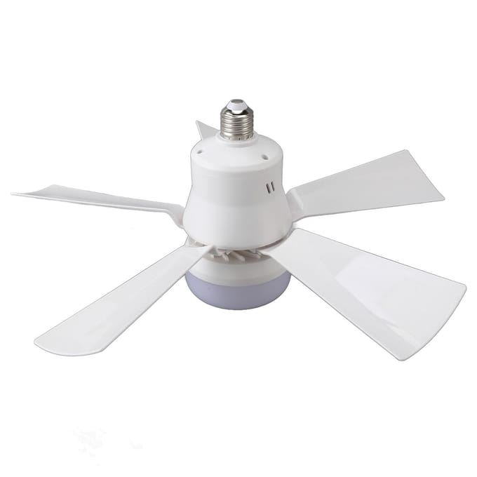 Plafondventilator met dimfunctie, 3 kleurtemperaturen, 3 windsnelheden, timer (1, 2 of 4 uur), E26 fitting, kleine ventilatorlamp met afstandsbediening. wit
