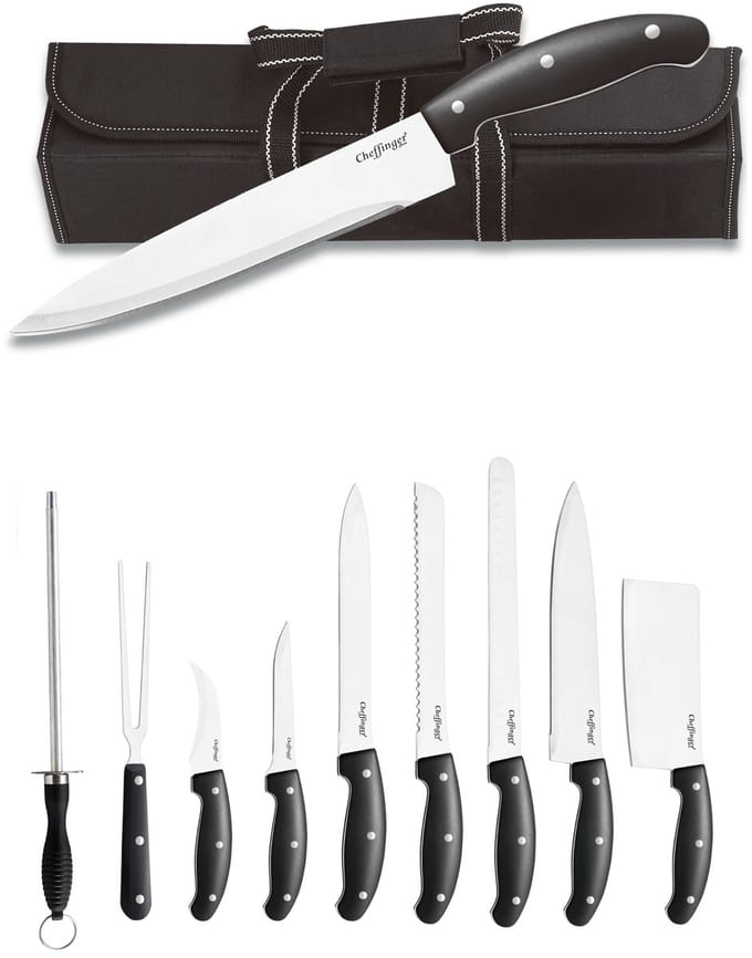 Cheffinger Messenset - 10-delig | BBQ & Keuken | Inclusief Opbergtas
