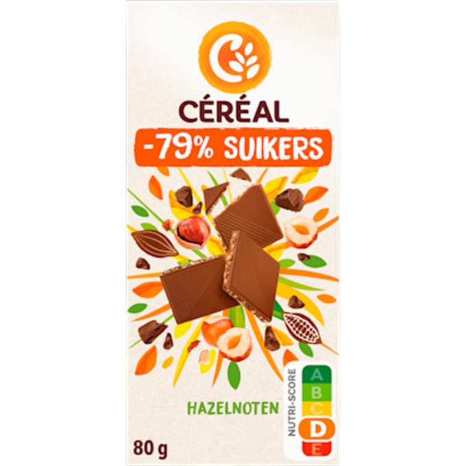 Céréal Chocolade Tablet Hazelnoot - 80 gr