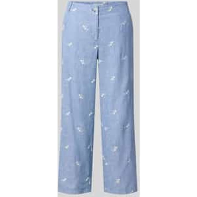 Broek van mix van katoen en linnen met stitchings