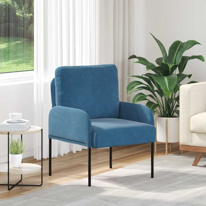 vidaXL - Banken - met - kussen - 55cm - Blauw - Multiplex
