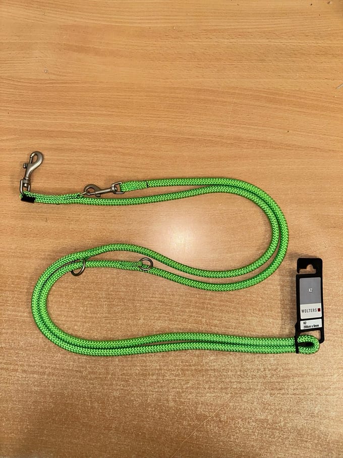 Wolters k2 verstelbare hondenriem nylon 200cm x 9mm neon groen