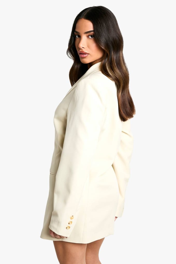 boohoo Dames Petite Tie-Zijblazerjurk | Steen | Maat: 34
