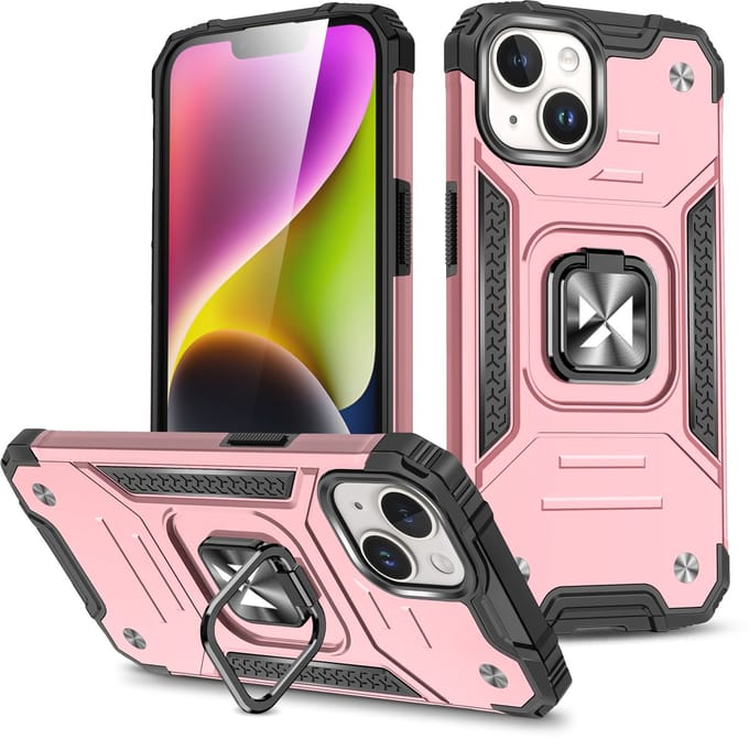 Wozinsky Ring Armor Serie - Pancerne Etui voor iPhone 15 Plus - Roze Goud - Ring houder