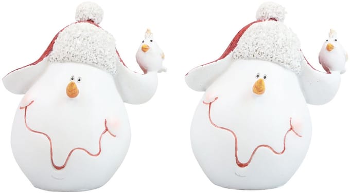 Tafeldecoratie Kerstdecoratie sneeuwpop met hoed H13cm 2st, 2 Stück
