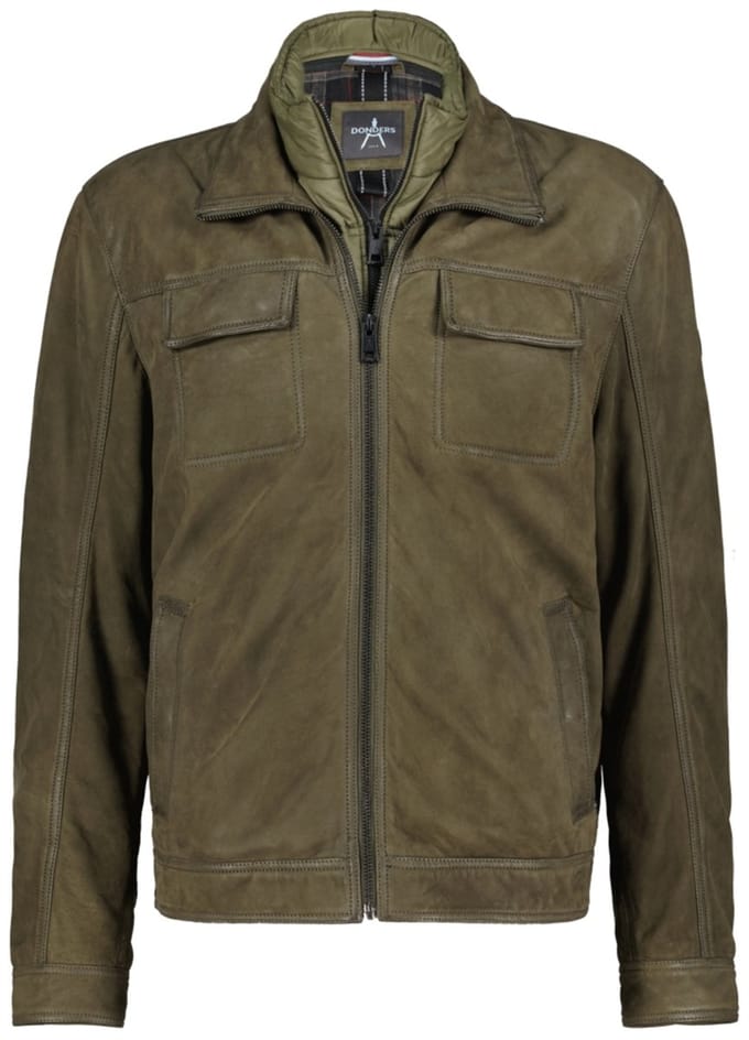 Donders Jas Leather Jacket 52693 Green Olive Mannen Maat - L