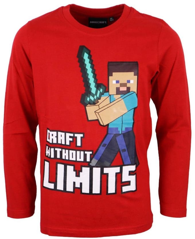 Minecraft T-shirt Lange Mouw - Maat 128 - 8 jaar