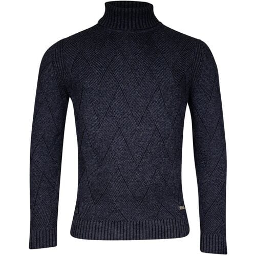 Baileys Trui Rollneck Allover Diagonal Structure Knit Dark Blue / male