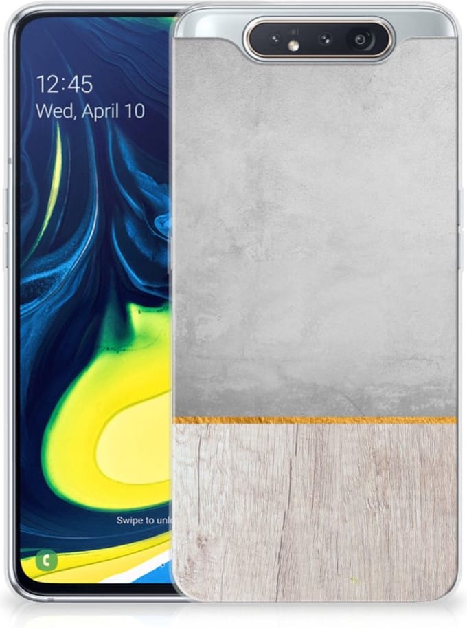 Samsung Galaxy A80 Bumper Hoesje Wood Concrete