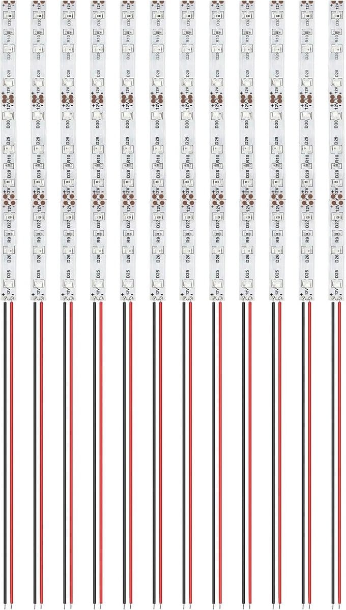 12 Stuks 150 mm LED Strips Rood 2835 SMD 12-18V Verlichting voor Modelbouw