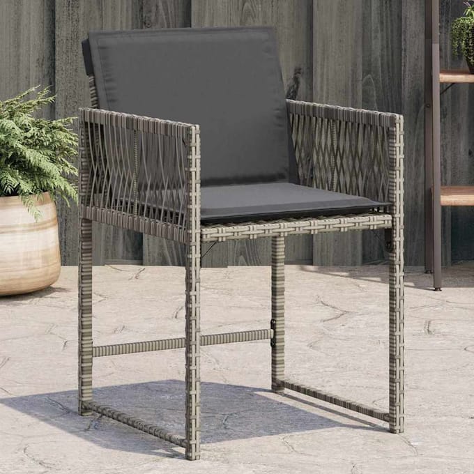 vidaXL - Tuinstoelen - 4 - st - met - kussens - poly - rattan - grijs