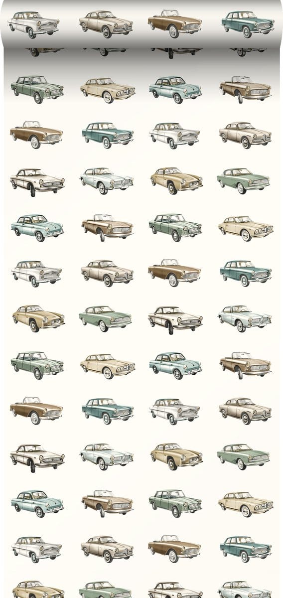 ESTAhome behang vintage auto's beige - 53 cm x 10.05 m - 139546