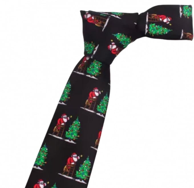 Stropdas -Kerstboom - zwart kerst-Polyester- Charme Bijoux