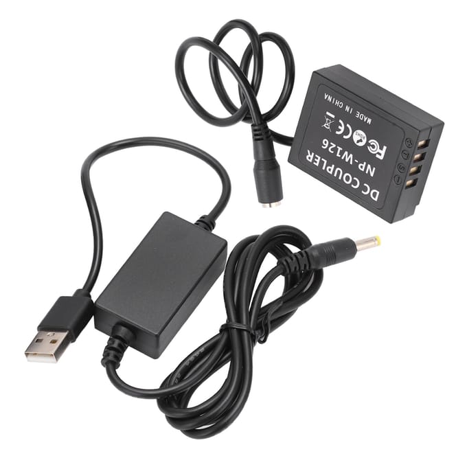 NP‑W126 Dummy Batterij DC-koppeling Voedingsadapter met USB-aandrijfkabel voor Fujifilm XT2 XT3 XT20 XH1 black