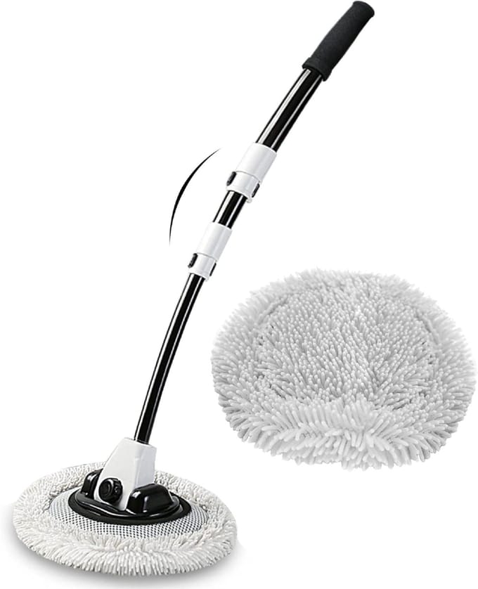 Gebogen Autowasborstel met Telescoopsteel - Multifunctioneel - 1 stuk