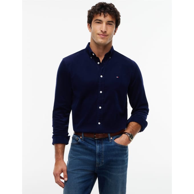 Tommy Hilfiger Tommy Hilfiger Overhemd Corfduroy Solid Regular Fit Navy  M