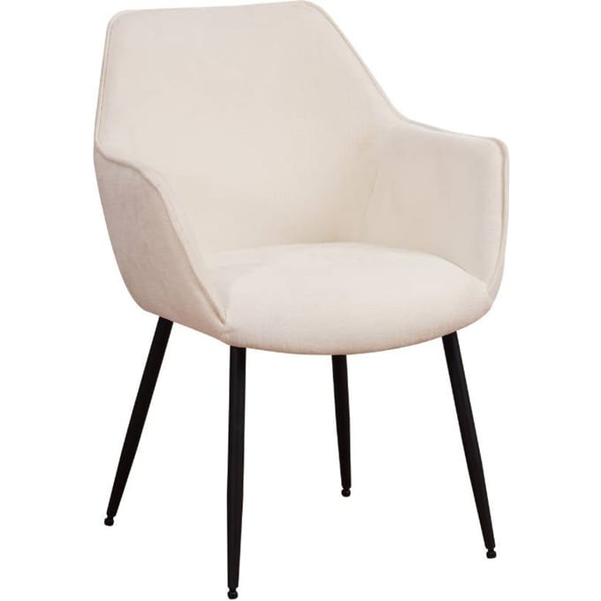 Dimehouse Eetkamerstoel Chenille Crême Stof Sev - Met Armleuning - Chenille - Scandinavisch & Basic