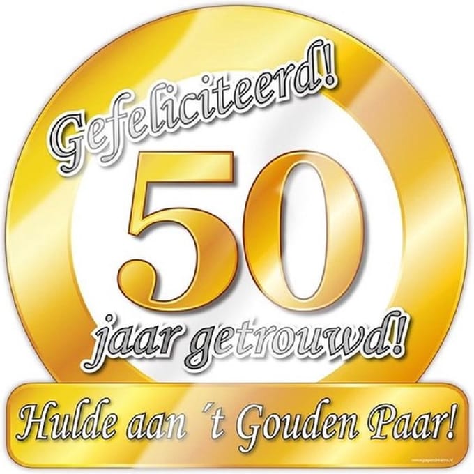 Huldeschild 50 jaar getrouwd metallic 50x50cm 50 jaar getrouwd.