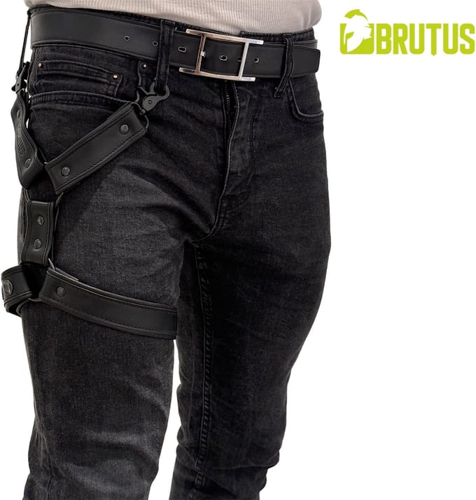 BRUTUS Leather Leg Harness Black-Black