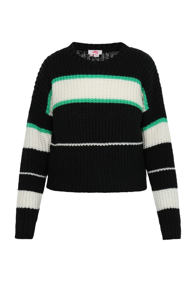 Mymo Jumper Dames ZWART GEBROKEN WIT GROEN