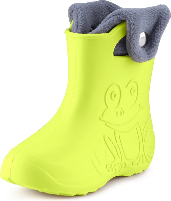 Ladeheid LA-CA-FrogButton Kinder Regenlaarzen - Rubber - met Binnenschoen - EVA - Wasbare Binnenschoen – Limone-1 -24/25