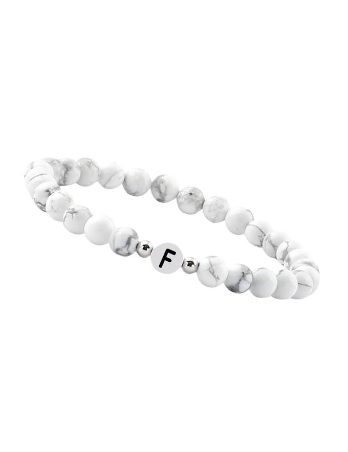 good.designs Parelarmband van howlietstenen met de letter F