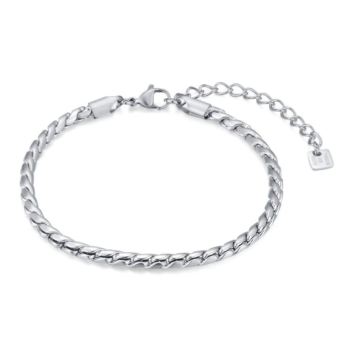 Twice As Nice Armband in edelstaal, matte ronde schakel 20cm+5cm