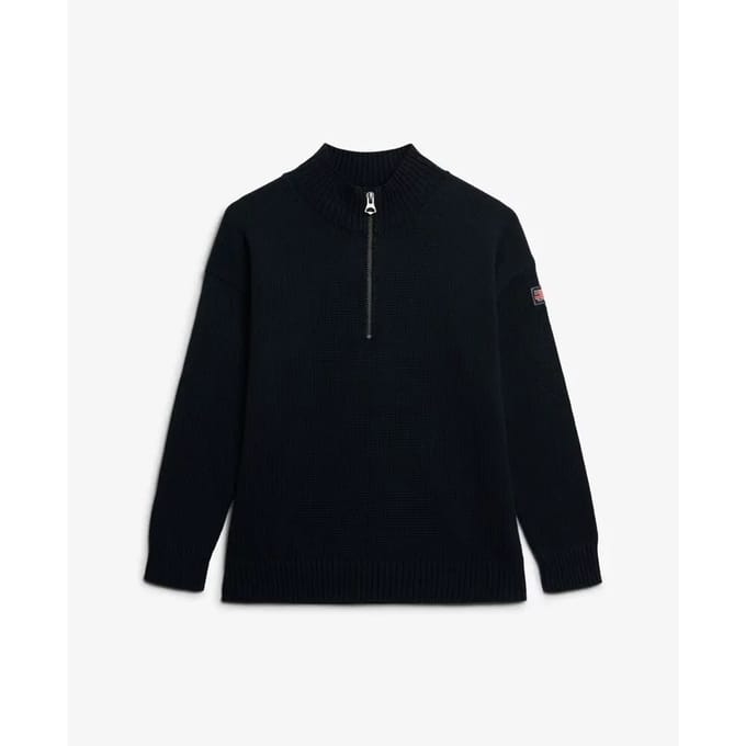 Vrouwelijke oversized half-zip trui met truckerkraag Superdry