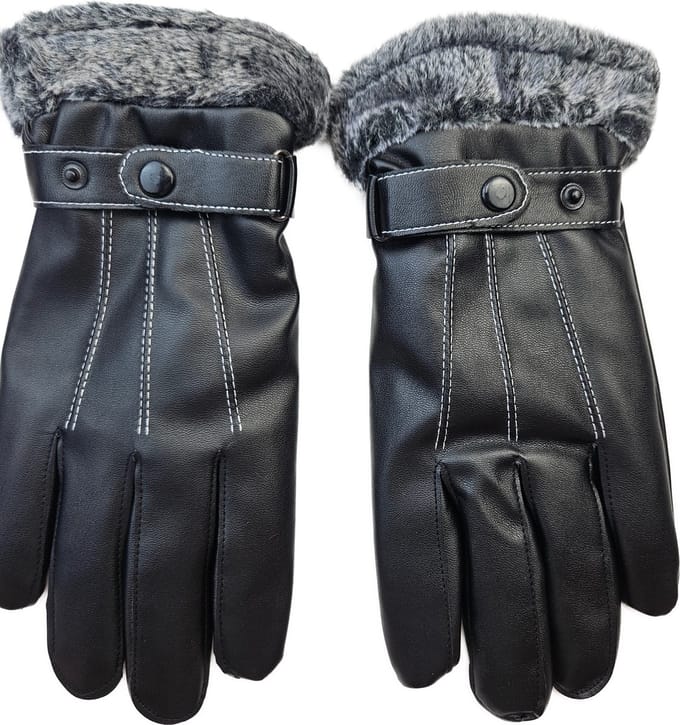 BamBella® Handschoenen winter Heren imitatie leer warme binnenkant touch screen
