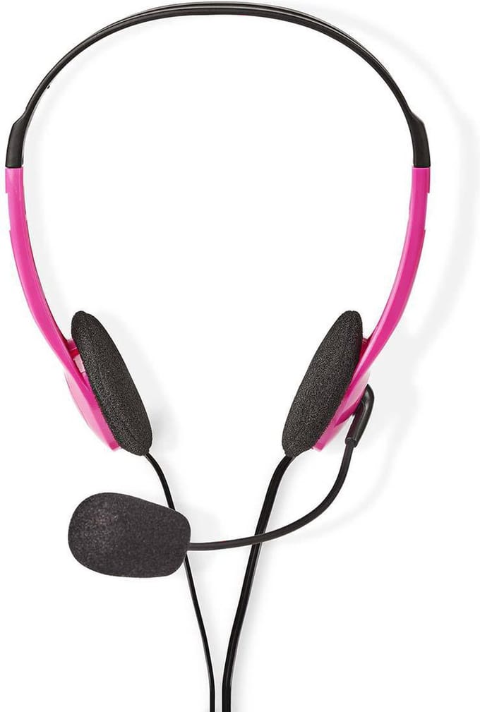 Nedis PC-Headset - On-Ear - Stereo - 2x 3.5 mm - Opvouwbare microfoon - Roze