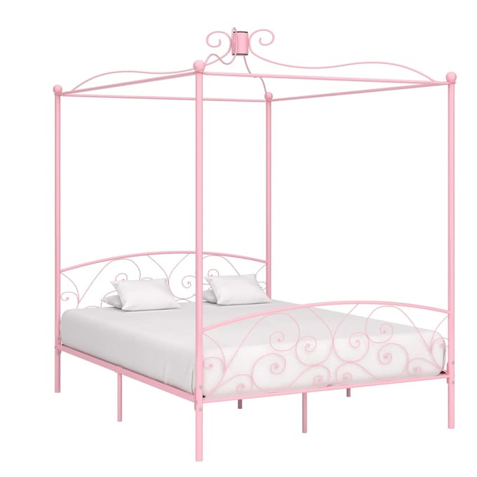 vidaXL - Hemelbedframe - metaal - roze - 160x200 - cm