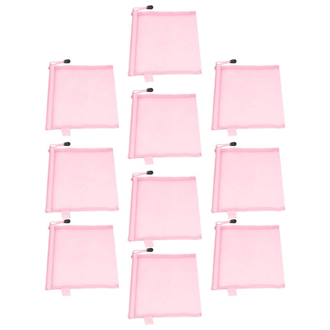 10PCS Pochette Zippée pour Documents Imperméable Résistante aux Déchirures Format Papier A5 Sac Organisateur de Documents Gris rose
