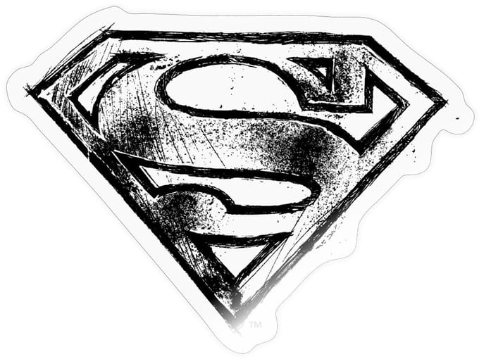 Superman S Schild Tekening Sticker maat S (10 x 10 cm)