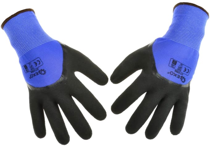 GEKO Blauwe werkhandschoenen - polyester - latex coating - maat 8 - 12 stuks