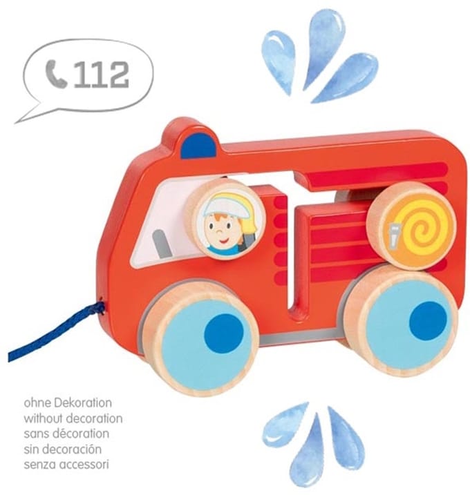 Goki Wooden Pull Figure Fire Brigade 112