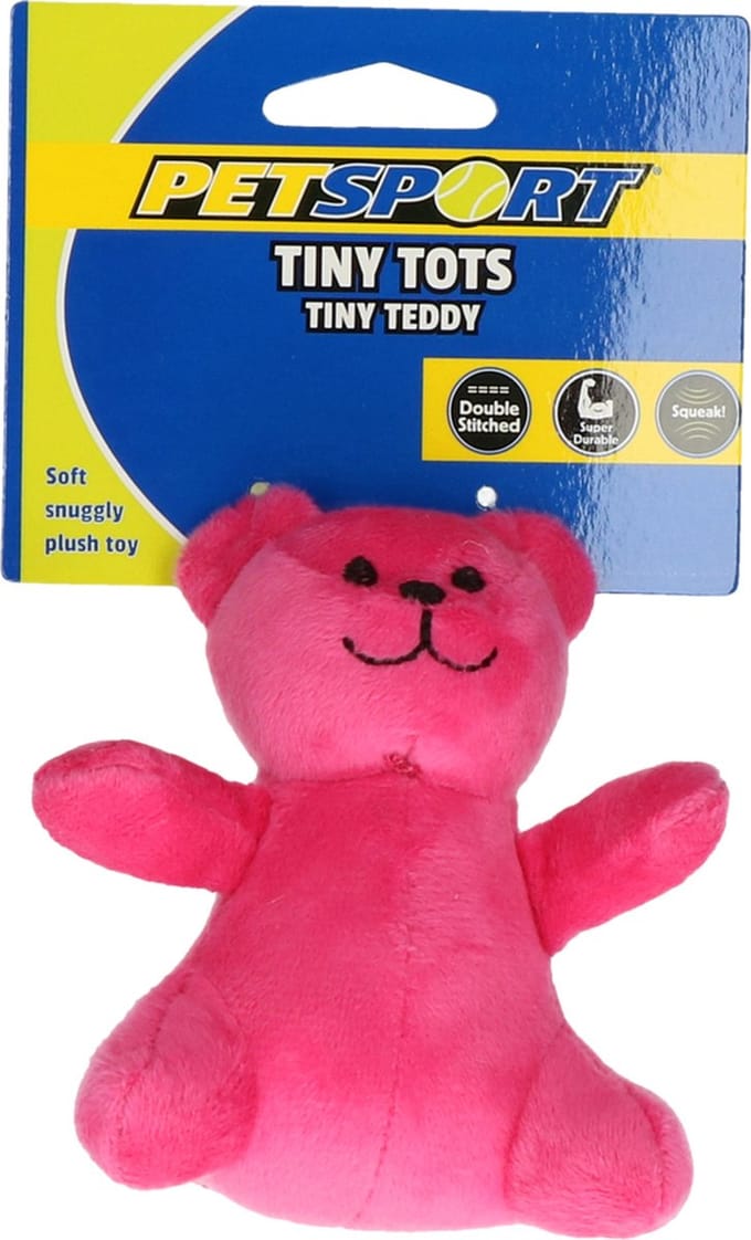 Petsport - Honden & Katten Speelgoed - Knuffel - Tiny Teddy - 10cm - Roze