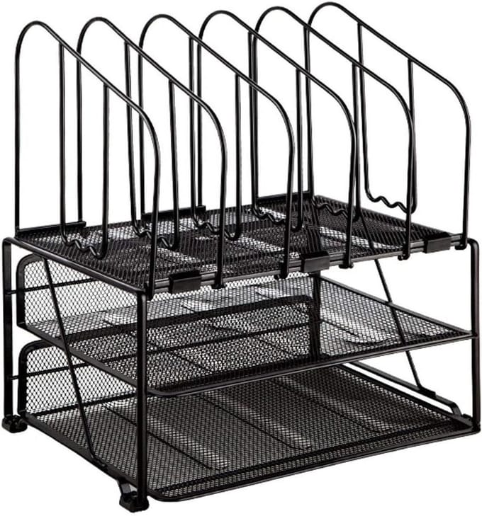 Dossierhouder - Bureau organizer - Kantoor organiseren - Drie niveaus - 32.4 cm breed - Zwart